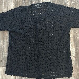 Designers Studio Originals Black Crochet Cardigan